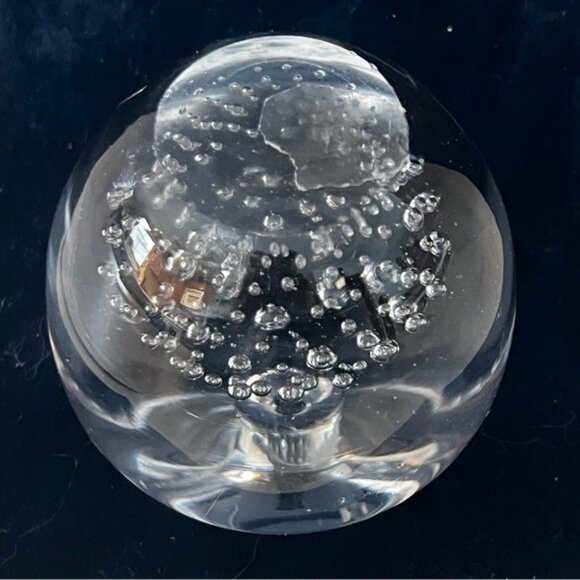 Apple Shaped Paperweight Clear Glass Bubbled - Picture 5 of 10